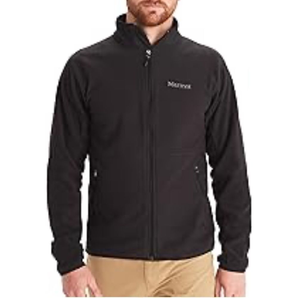 Marmot Men’s Rocklin Full Zip Black Fleece Jacket Size Medium